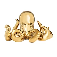 12" Ceramic Octopus Sculpture with Textured Tentacles