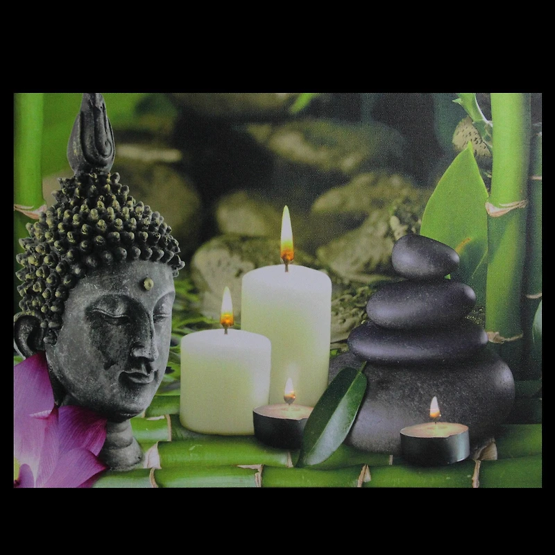 LED Buddha & Bamboo Canvas Wall Art