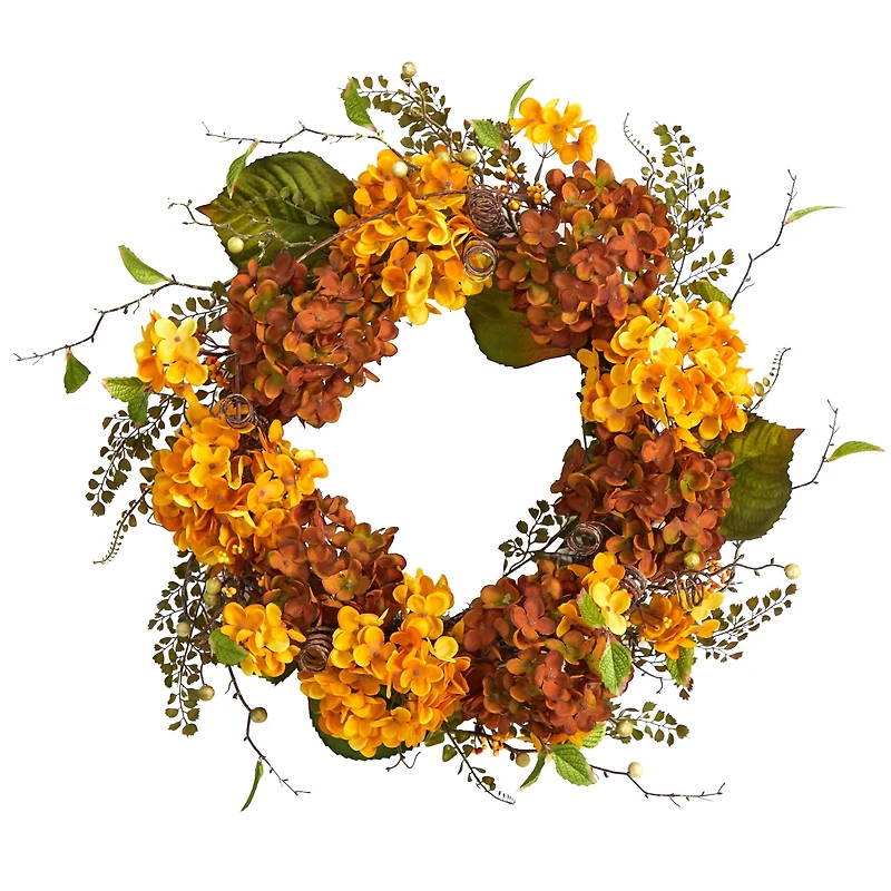 24" Hydrangea Artificial Autumn Wreath