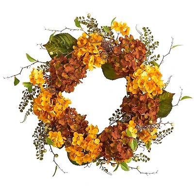 24" Hydrangea Artificial Autumn Wreath