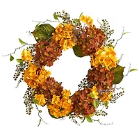 24" Hydrangea Artificial Autumn Wreath