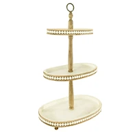 Hello Honey® 30.5" Decorative Oval 3-Tier Wood Tray with Handle
