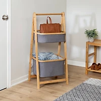 Honey Can Do Bamboo & Canvas 2-Tier Collapsible Shelves