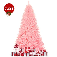 Costway 7.5ft. Unlit Pink Full Fir Artificial Christmas Tree