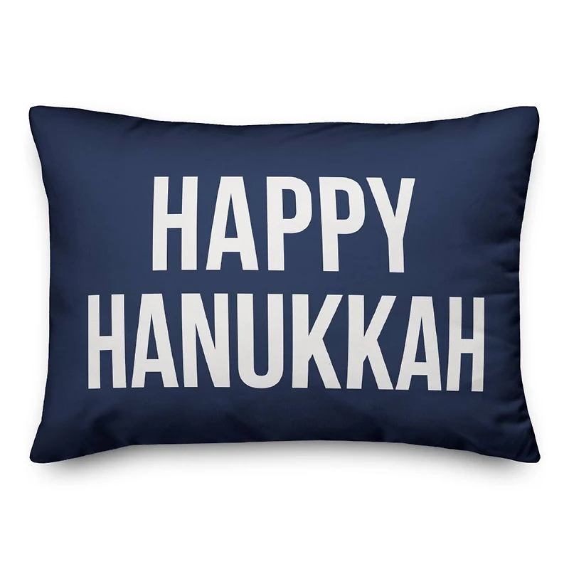 Happy Hanukkah - Navy 14x20 Spun Poly Pillow