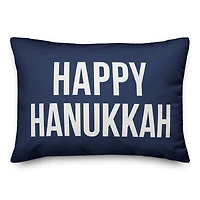 Happy Hanukkah - Navy 14x20 Spun Poly Pillow