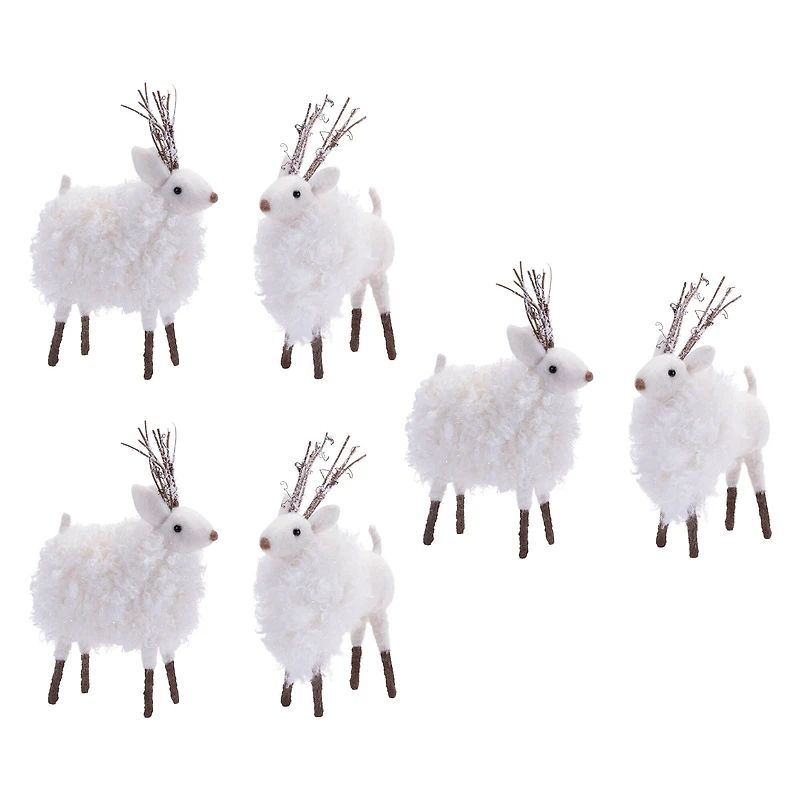Fluffy Winter Deer Shelf Sitter, 3 Pack of 2