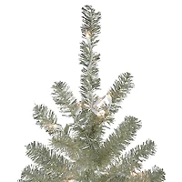 9ft. Pre-Lit Metallic Platinum Artificial Tinsel Christmas Tree, Clear Lights