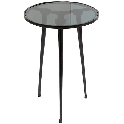 22" Aluminum Tripod Legs Accent Table with Shaded Glass Top