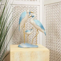15" Light Blue Bird Family Sculpture