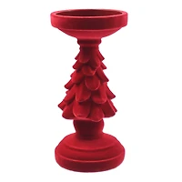 Red Flocked Christmas Tree Candle Holder by Ashland