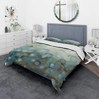 Designart 'Blue and Bronze Dots on Glass II' Geometric Bedding Set