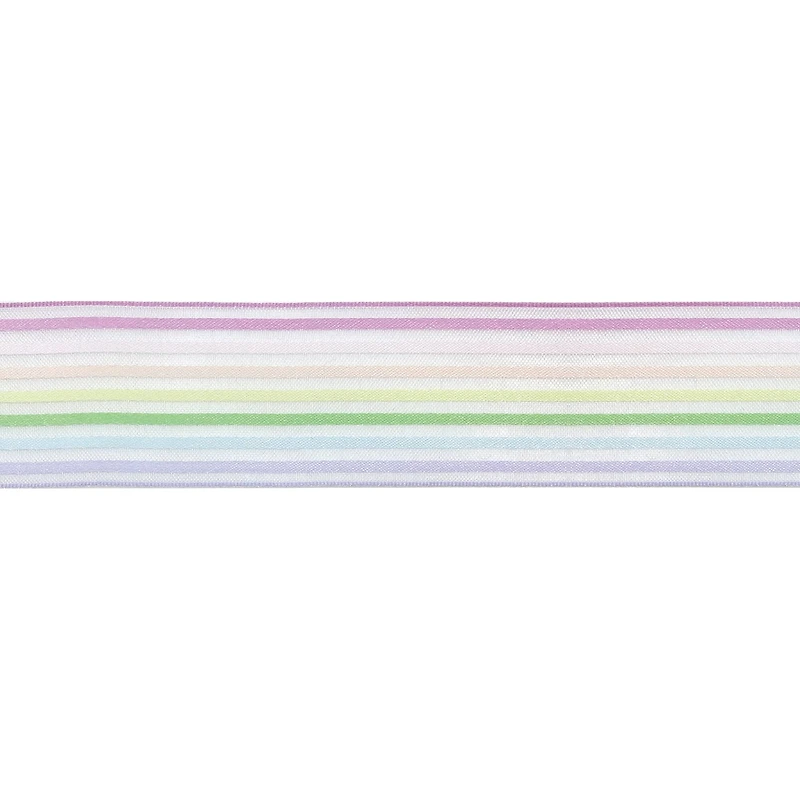 1.5" x 3yd. Pastel Rainbow Striped Wired Sheer Ribbon by Celebrate It™ 360°™
