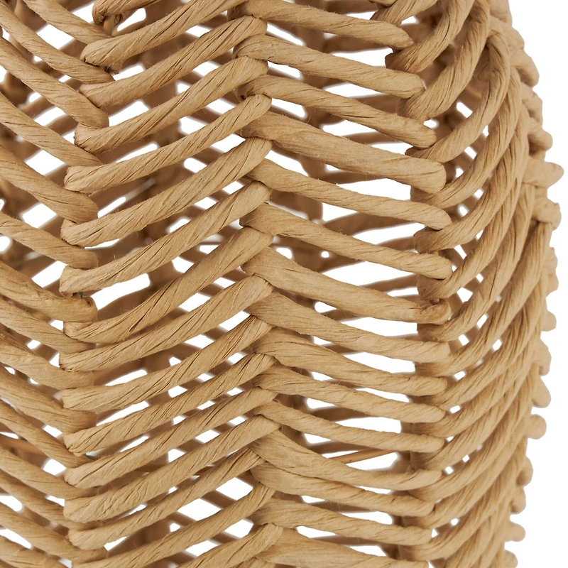 18" Brown Jute Chevron Woven Vase