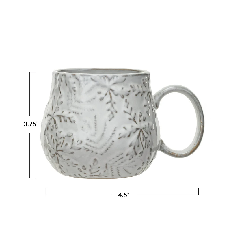 Hello Honey® 16oz. White Snowflake Embossed Stoneware Mug