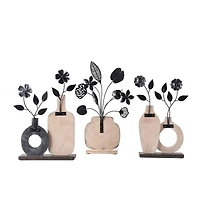 Floral Patterned Vase Sculpture Set