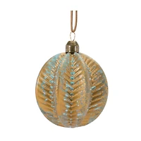 Blue & Brown Distressed Ribbed Glass Ornament Set