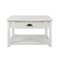 30" Brushed White Square Country Coffee Table