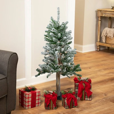 3ft. Pre-Lit Flocked Alpine Artificial Christmas Tree, Clear Lights