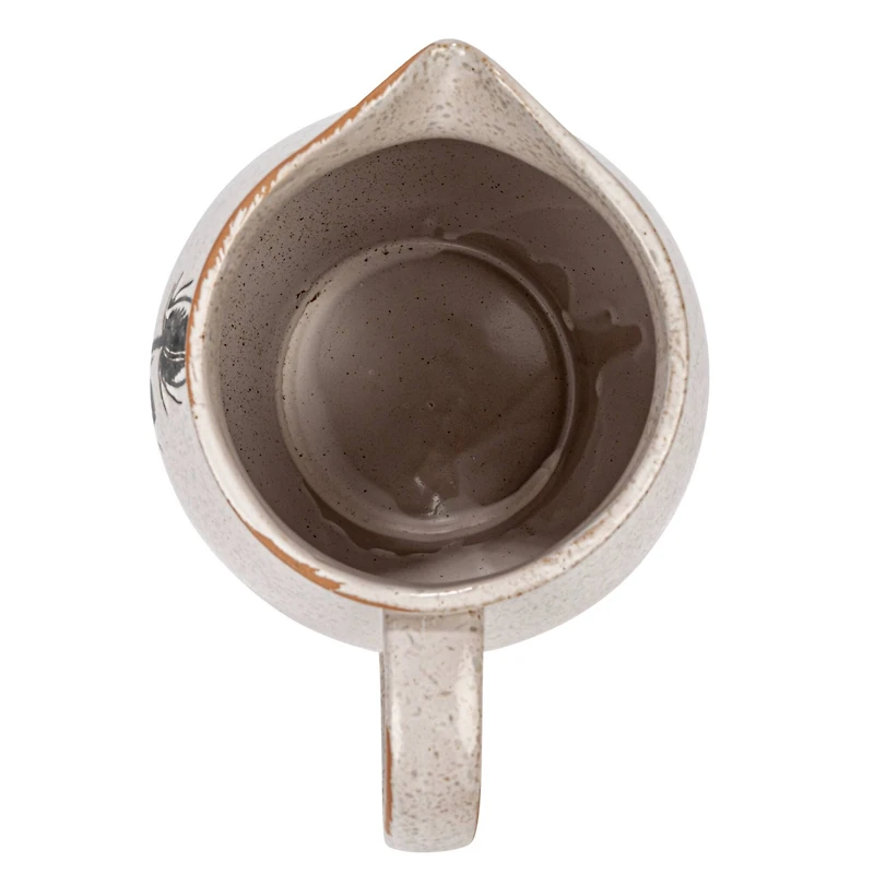 Hello Honey® 50oz. White & Black Reactive Glaze Flower Design Debossed Stoneware Pitcher