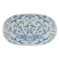 Hello Honey® 15.25" Blue & Cream Classic Holiday Oval Stoneware Platter
