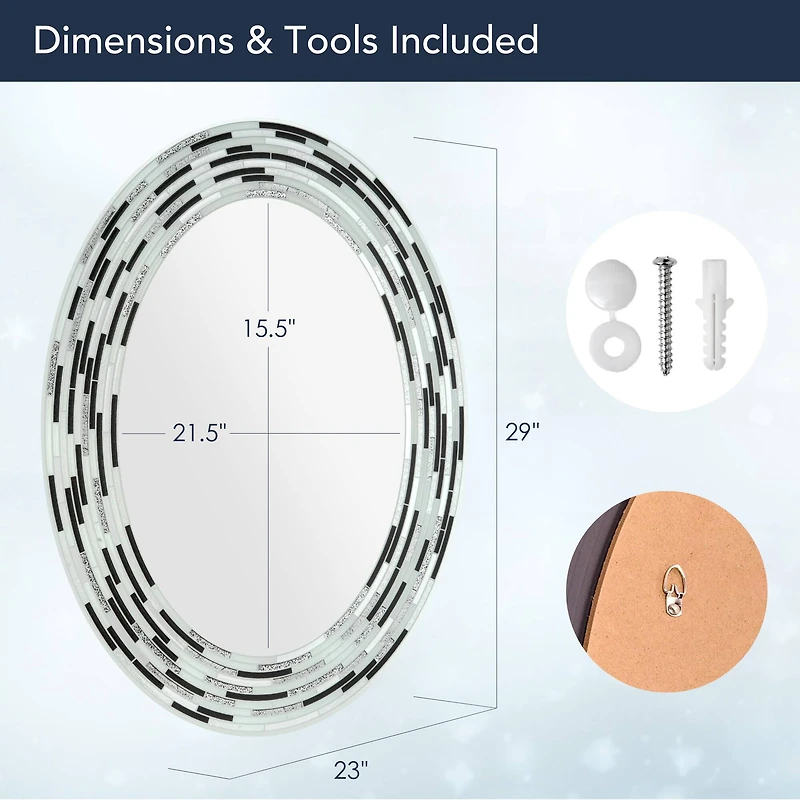 Head West Charcoal  Tile Framed Oval Wall Vanity Mirror - 23" x 29"