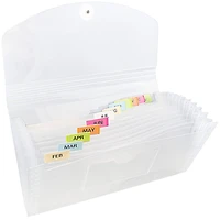 JAM Paper 5" x 10.5" Clear Plastic 13 Pocket Expanding Accordion File Folder, 2ct.