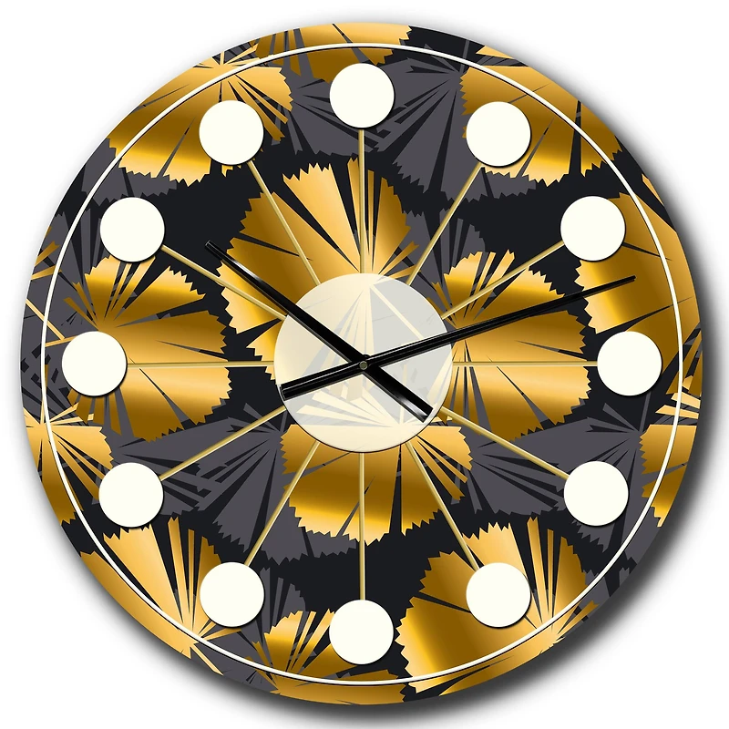 Designart 'Golden Palm Leaves Iii Mid-Century Modern Wall Clock