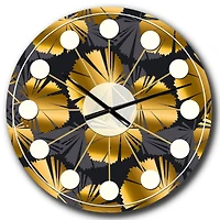Designart 'Golden Palm Leaves Iii Mid-Century Modern Wall Clock