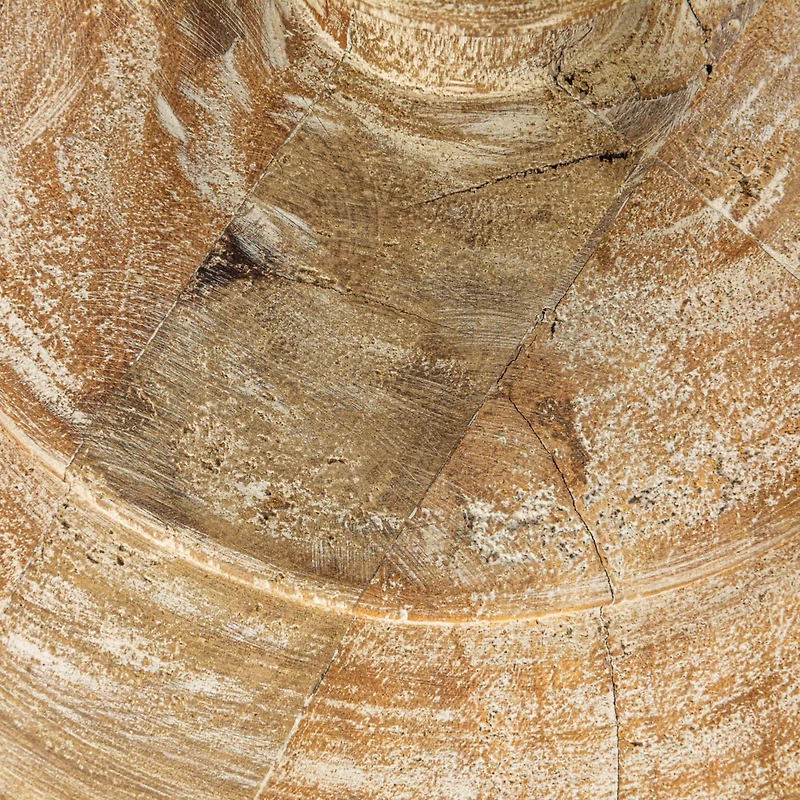 Hello Honey® 18" Whitewashed Reclaimed Wood Pot Table Lamp with Cotton Shade