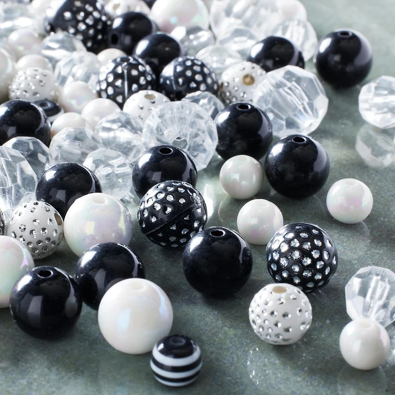 Mixed Black, Clear & White Craft Beads By Bead Landing™