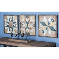 15" Brown Wood Farmhouse Abstract Wall Decor, 3ct.