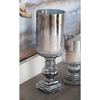 17" Black Glass Traditional Candle Holder