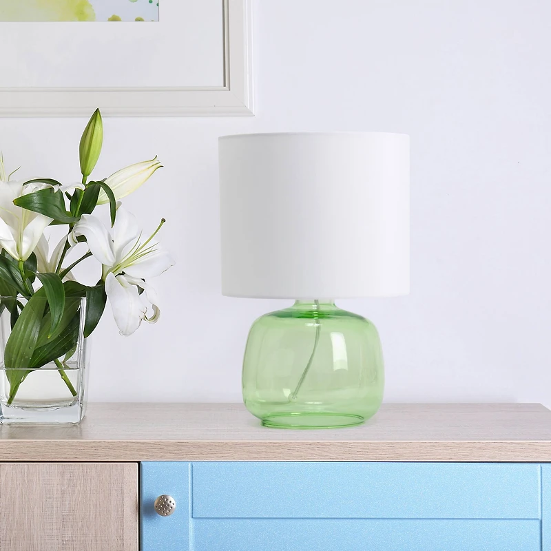 Simple Designs Green & White Glass Table Lamp