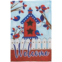 18" Patriotic Birdhouse Welcome Garden Flag