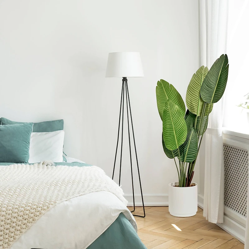 American Art Decor 5ft. Banana Palm Tree in White Ceramic Pot