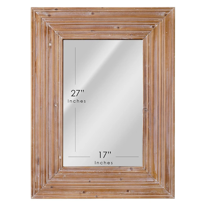 Natural Whitewash Wood Farmhouse Wall Accent Mirror - 30" x 40"