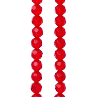 12 Pack: Ruby Faceted Glass Round Beads