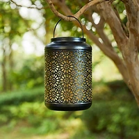 Glitzhome® 8.5" Flower Cutout Solar Powered Hanging Lantern