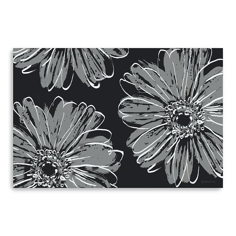 Flower Pop Sketch VII Black Bg Canvas Giclee