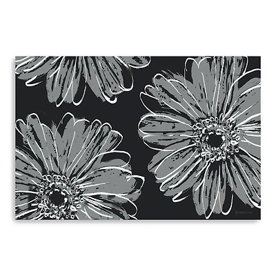 Flower Pop Sketch VII Black Bg Canvas Giclee
