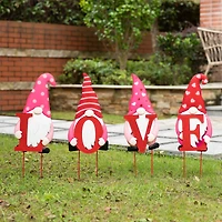 Glitzhome® 24" Metal Valentine's LOVE Gnome Yard Stake & Hanging Sign