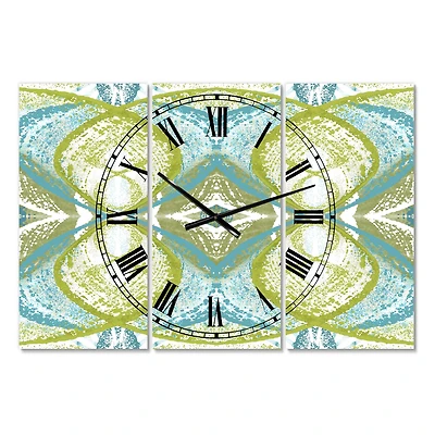 Designart Green Vision Oversized Mid-Century 3 Panel Wall Clock