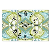 Designart Green Vision Oversized Mid-Century 3 Panel Wall Clock
