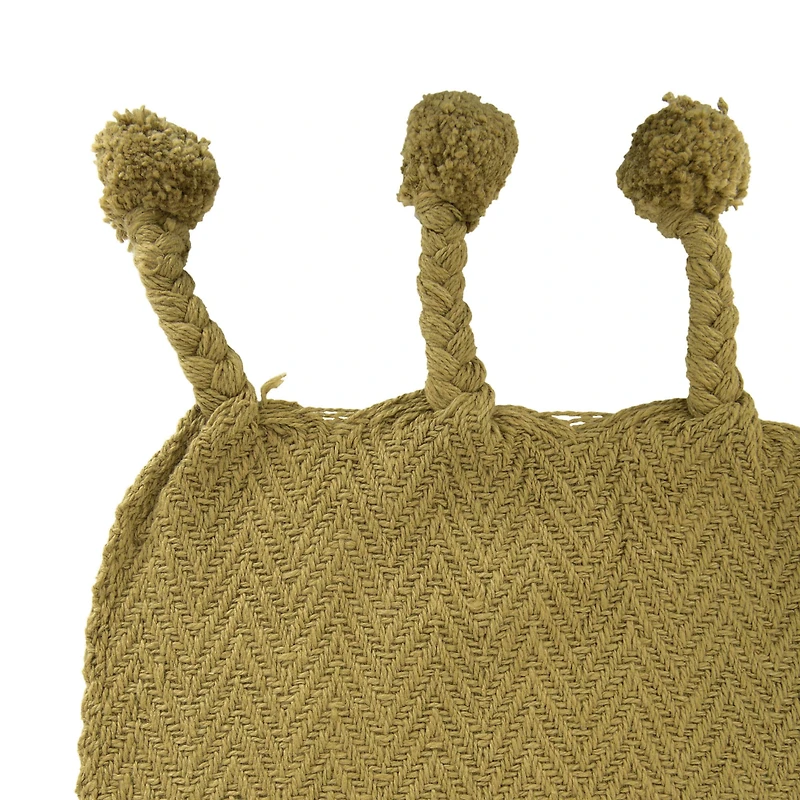 Hello Honey® Green Braided Pom Pom Tassels Cotton Throw