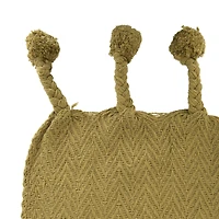 Hello Honey® Green Braided Pom Pom Tassels Cotton Throw