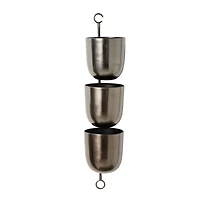 The Novogratz 25" Dark Silver Metal Contemporary 3-Pot Hanging Planter