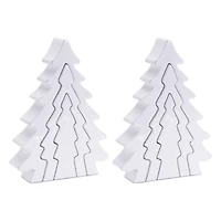 8.5" White Wood Pine Tree Nesting Display Set