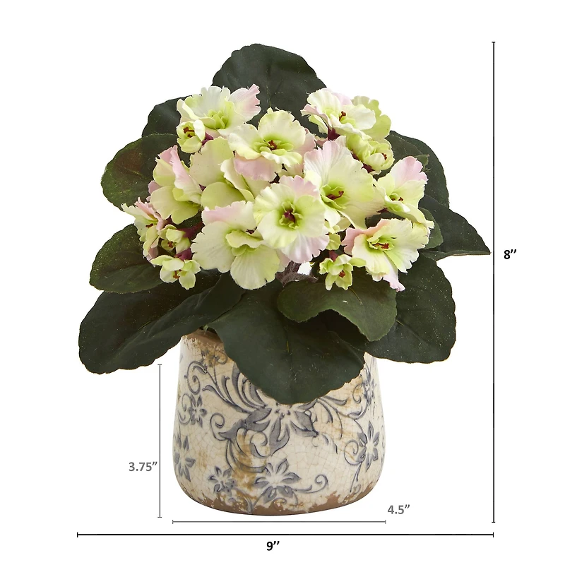 8" African Violet Artificial Plant in Floral Design Vase Set