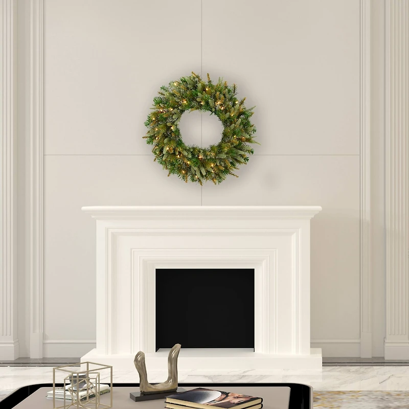 30" Pre-Lit Cashmere Artificial Christmas Wreath, Warm White Dura-lit LED Lights